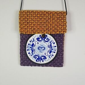 Asian woven shoulder purse crossbody purse bag lined embroidered 🎯